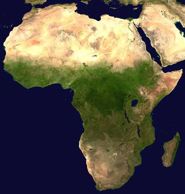 A satellite view of Africa