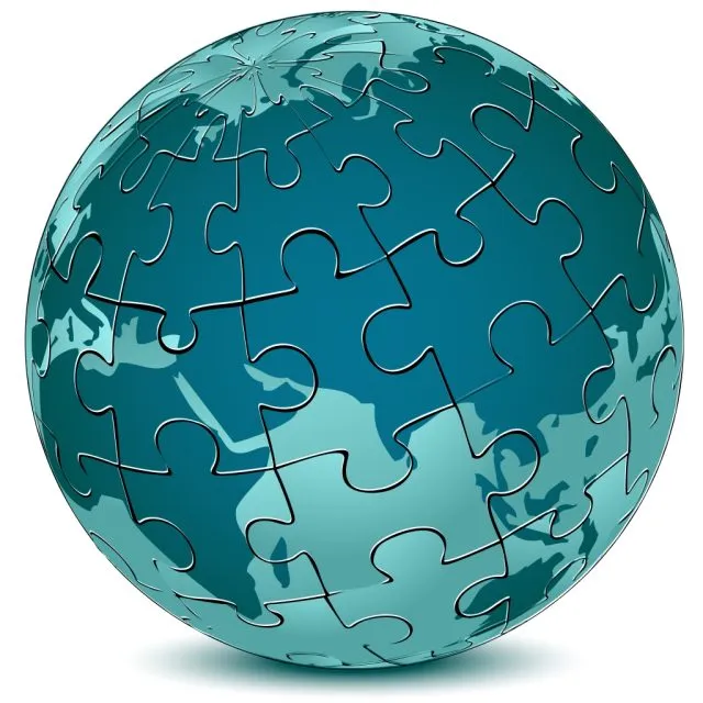 Assembled jigsaw globe