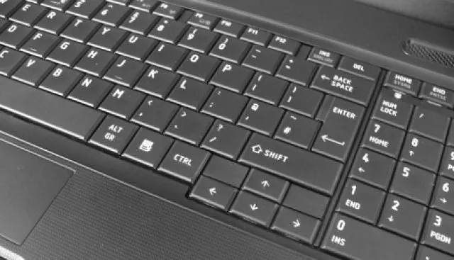 Closeup of a laptop keyboard
