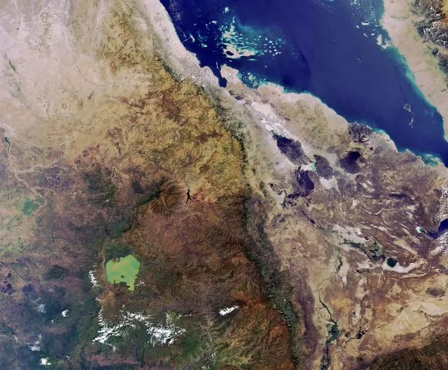 A zoomed in image of Horn of Africa-