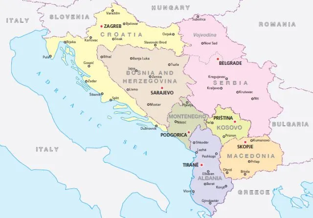 A map of Western Balkans