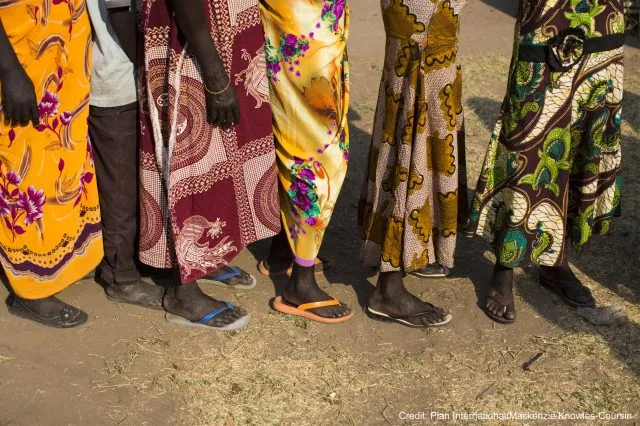 Women waiting in line at a food distribution in Nimule South Sudan