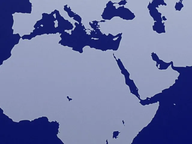 World map zoomed in on Middle East and North Africa