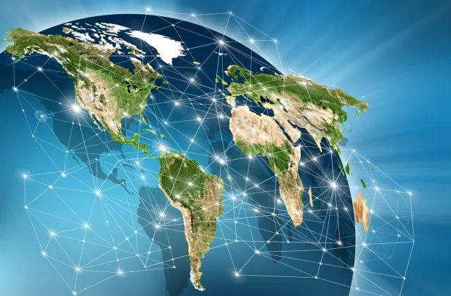 The world with a digital network across it
