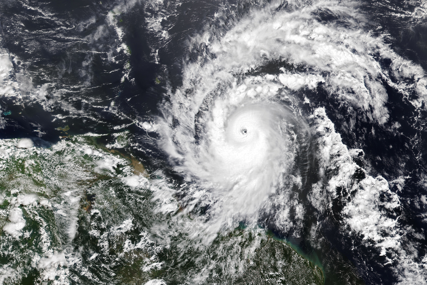 Hurricane Beryl in Caribbean for WP3460 -CREDIT IMAGE TO – NASA Earth Observatory image by Michala Garrison using VIIRS data from NASA EOSDIS LANCE – GIBSWorldview – and the Joint Polar Satellite System (JPSS)