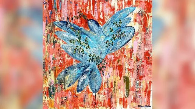 A painting by Zeina Nader showing an expressive dove.